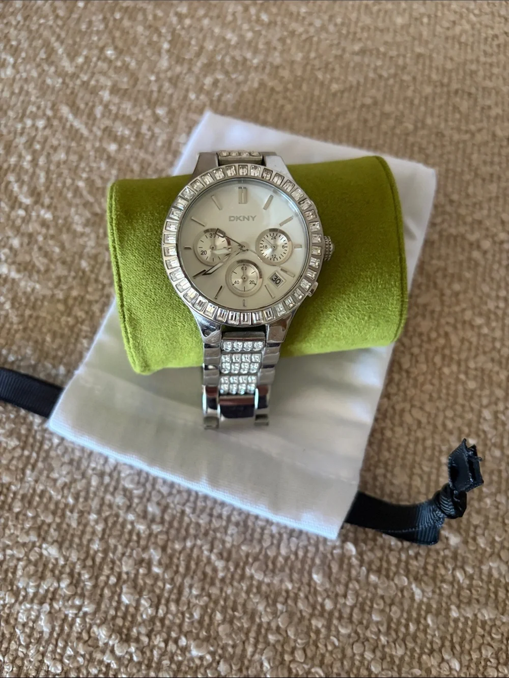 DKNY Silver Crystal-Trim Quartz Bracelet Watch